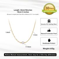 Freshwater Pearl Sterling Silver 14K Gold Plated Elegant Baroque Style Simple Style Beaded Round Necklace main image 2