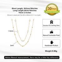 Freshwater Pearl Sterling Silver 14K Gold Plated Elegant Baroque Style Simple Style Beaded Geometric Round Pendant Necklace main image 2