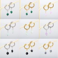 1 Pair Lady Modern Style Classic Style Geometric 304 Stainless Steel Natural Stone 18K Gold Plated Drop Earrings main image 1