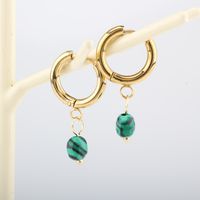 1 Pair Lady Modern Style Classic Style Geometric 304 Stainless Steel Natural Stone 18K Gold Plated Drop Earrings main image 4