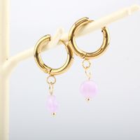1 Pair Lady Modern Style Classic Style Geometric 304 Stainless Steel Natural Stone 18K Gold Plated Drop Earrings main image 6