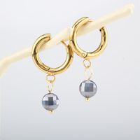 1 Pair Lady Modern Style Classic Style Geometric 304 Stainless Steel Natural Stone 18K Gold Plated Drop Earrings sku image 10