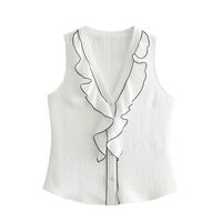 Women's Vest Sleeveless Blouses Button Simple Style Solid Color main image 3