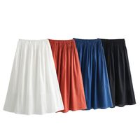 Summer Simple Style Solid Color Polyester Midi Dress Skirts main image 3
