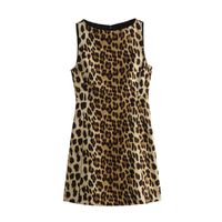 Women's Sheath Dress Streetwear Round Neck Sleeveless Leopard Knee-Length Daily Bar main image 3