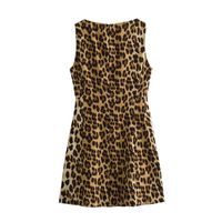 Women's Sheath Dress Streetwear Round Neck Sleeveless Leopard Knee-Length Daily Bar main image 4
