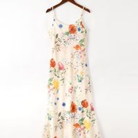 Women's Strap Dress Vintage Style Strap Round Neck Printing Backless Sleeveless Ditsy Floral Midi Dress Holiday Daily main image 3
