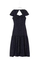 Women's Regular Dress Vacation V Neck Tassel Short Sleeve Polka Dots Solid Color Maxi Long Dress Daily main image 4