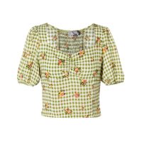 Women's T-shirt Short Sleeve Blouses Pastoral Plaid Flower main image 1