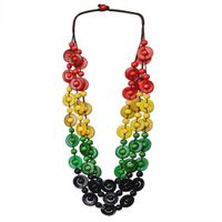 Wholesale Jewelry Ethnic Style Bohemian Geometric Wooden Beads Coconut Shell Charcoal Beaded Necklace sku image 4