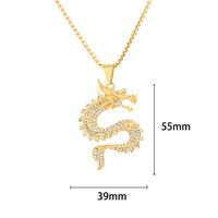 Europe And America Cross Border Hip Hop New Arrival Twelve Zodiac Dragon Pendant Chinese Style Gold-Plated Full Diamond Pendant Men's And Women's Sweater Chains main image 2