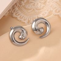 Titanium Steel 18K Gold Plated Casual Simple Style Spiral Stripe Zircon Rings Earrings main image 3