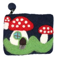 Unisex Mushroom Wool Felt Zipper Coin Purses sku image 1