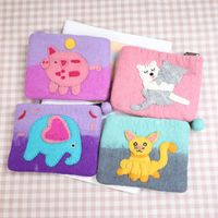 Unisex Animal Wool Felt Zipper Coin Purses main image 1