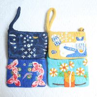 Unisex Flower Wool Felt Zipper Coin Purses main image 4