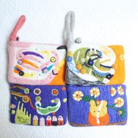 Unisex Flower Wool Felt Zipper Coin Purses main image 5