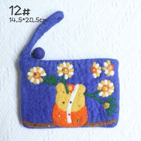 Unisex Flower Wool Felt Zipper Coin Purses sku image 7