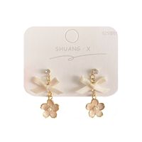 1 Pair Sweet Simple Style Flower Bow Knot Enamel Flowers Alloy Drop Earrings main image 3