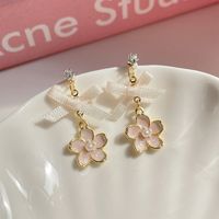 1 Pair Sweet Simple Style Flower Bow Knot Enamel Flowers Alloy Drop Earrings sku image 1