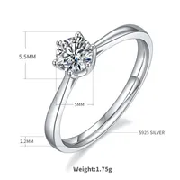 Sterling Silber Glänzend GRA-Zertifikat Überzug Inlay Runden Im Labor Gezüchtete Diamanten Moissanit Ringe main image 2