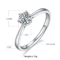 Sterling Silver Shiny GRA Certificate Plating Inlay Round Lab-grown Diamonds Moissanite Rings main image 2