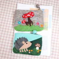 Unisex Animal Cartoon Wool Felt Zipper Coin Purses main image 4