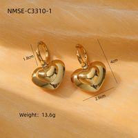 1 Par Señora Forma De Corazón Enchapado Acero Inoxidable 304 Chapados en oro de 18k Aretes main image 2