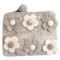 Unisex Flower Wool Felt Zipper Coin Purses sku image 1