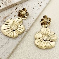 1 Pair Basic Modern Style Classic Style Round Flower Plating 304 Stainless Steel Gold Plated Drop Earrings main image 6