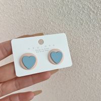 1 Pair Simple Style Classic Style Heart Shape Patchwork Arylic Alloy Ear Studs sku image 2
