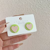 1 Pair Simple Style Classic Style Heart Shape Patchwork Arylic Alloy Ear Studs sku image 4