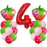 Casual Cute Number Strawberry Aluminum Film Birthday Festival Balloons main image 4