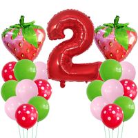 Casual Cute Number Strawberry Aluminum Film Birthday Festival Balloons sku image 2