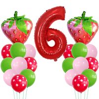 Casual Cute Number Strawberry Aluminum Film Birthday Festival Balloons sku image 6