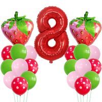Casual Cute Number Strawberry Aluminum Film Birthday Festival Balloons sku image 8