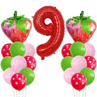 Casual Cute Number Strawberry Aluminum Film Birthday Festival Balloons sku image 9