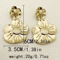 1 Pair Basic Modern Style Classic Style Round Flower Plating 304 Stainless Steel Gold Plated Drop Earrings sku image 1