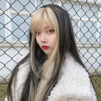 New Bangs Dyed Wig Female Jennie Same Cartoon Bangs Dyed Naturally Invisible Whole Head Cover Factory Wholesale main image 3
