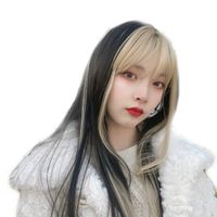 New Bangs Dyed Wig Female Jennie Same Cartoon Bangs Dyed Naturally Invisible Whole Head Cover Factory Wholesale main image 2