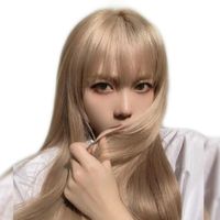 Lisa Same Wig Female Long Straight Hair Internet Sensation Milk Tea Platinum High-Temperature Fiber Temperament Long Hair Jk Factory Wholesale Spot main image 3