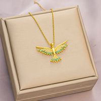 Wholesale Basic Modern Style Classic Style Eagle 304 Stainless Steel Copper 18K Gold Plated Zircon Pendant Necklace sku image 4