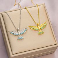 Wholesale Basic Modern Style Classic Style Eagle 304 Stainless Steel Copper 18K Gold Plated Zircon Pendant Necklace sku image 5