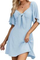 Women's Regular Dress Sexy V Neck Bowknot Short Sleeve Solid Color Above Knee Daily Date main image 2