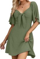 Women's Regular Dress Sexy V Neck Bowknot Short Sleeve Solid Color Above Knee Daily Date main image 3