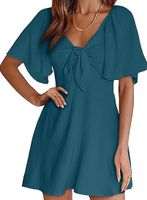 Women's Regular Dress Sexy V Neck Bowknot Short Sleeve Solid Color Above Knee Daily Date main image 4