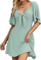 Women's Regular Dress Sexy V Neck Bowknot Short Sleeve Solid Color Above Knee Daily Date main image 10