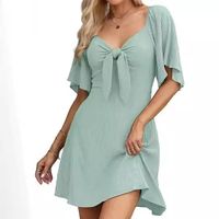 Women's Regular Dress Sexy V Neck Bowknot Short Sleeve Solid Color Above Knee Holiday Daily main image 3
