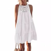 Women's Regular Dress Simple Style Halter Neck Lace Sleeveless Solid Color Knee-Length Holiday Daily main image 2