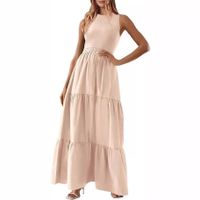 Women's Regular Dress Simple Style Round Neck Pocket Sleeveless Solid Color Midi Dress Daily main image 4