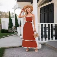 Women's Strap Dress Simple Style Strap Backless Sleeveless Color Block Midi Dress Holiday Daily main image 3